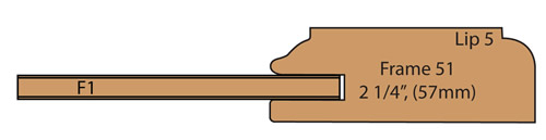 cross section of Barton Cathedral top cabinet door